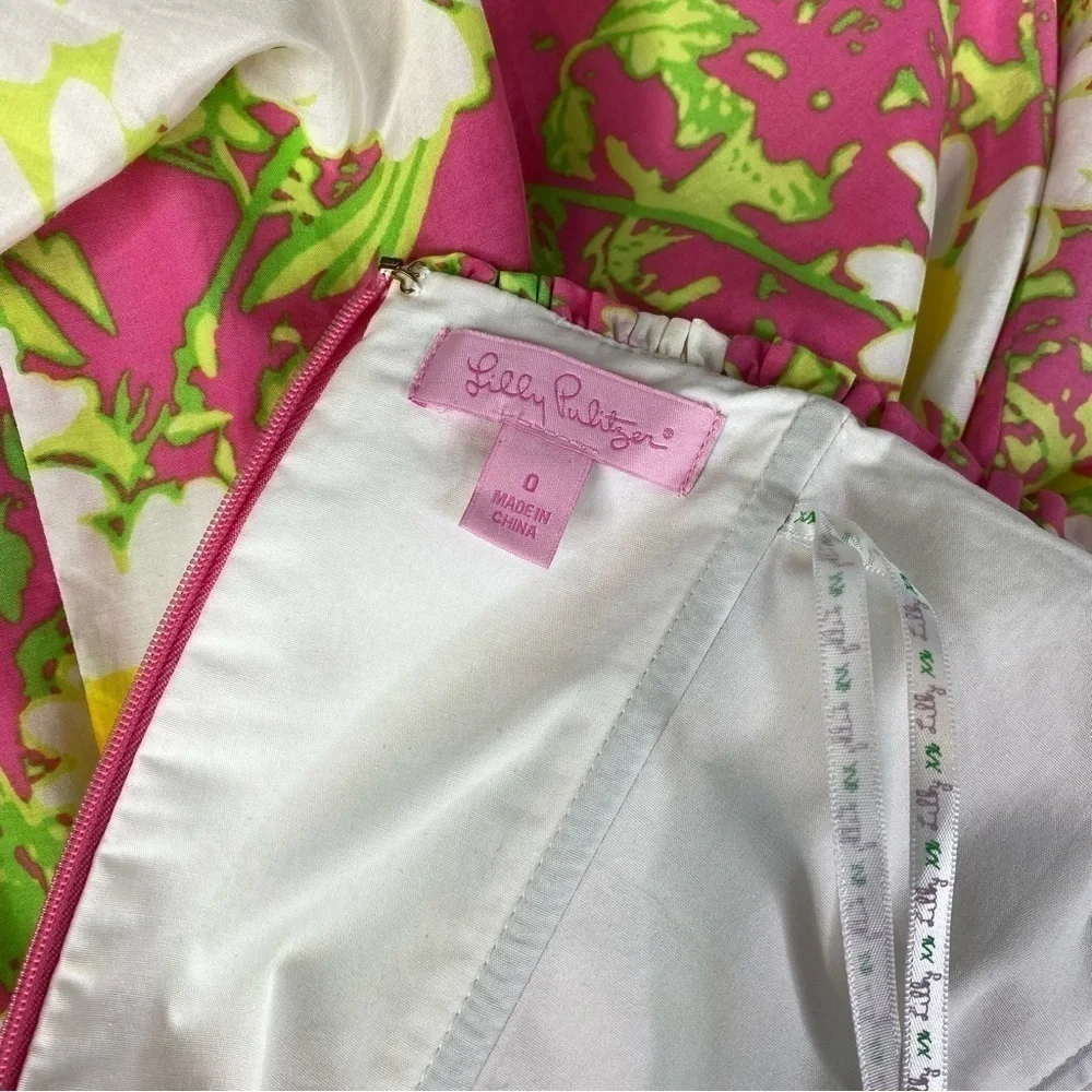 Lilly Pulitzer Hotty Pink Floral Strapless Dress 0 - Picture 3 of 8
